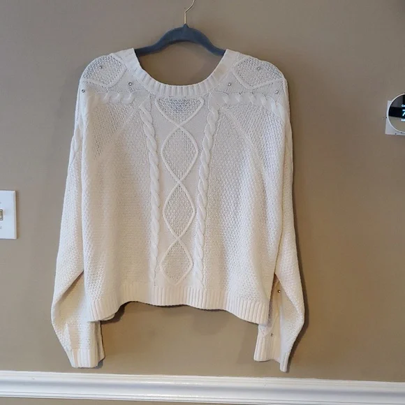 Torrid Cable Knit Cropped Cardigan With Rhinstones In Cream Size 3X - Picture 11 of 11